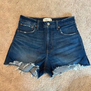 Abercrombie Dark Wash High Rise Cut Off Shorts